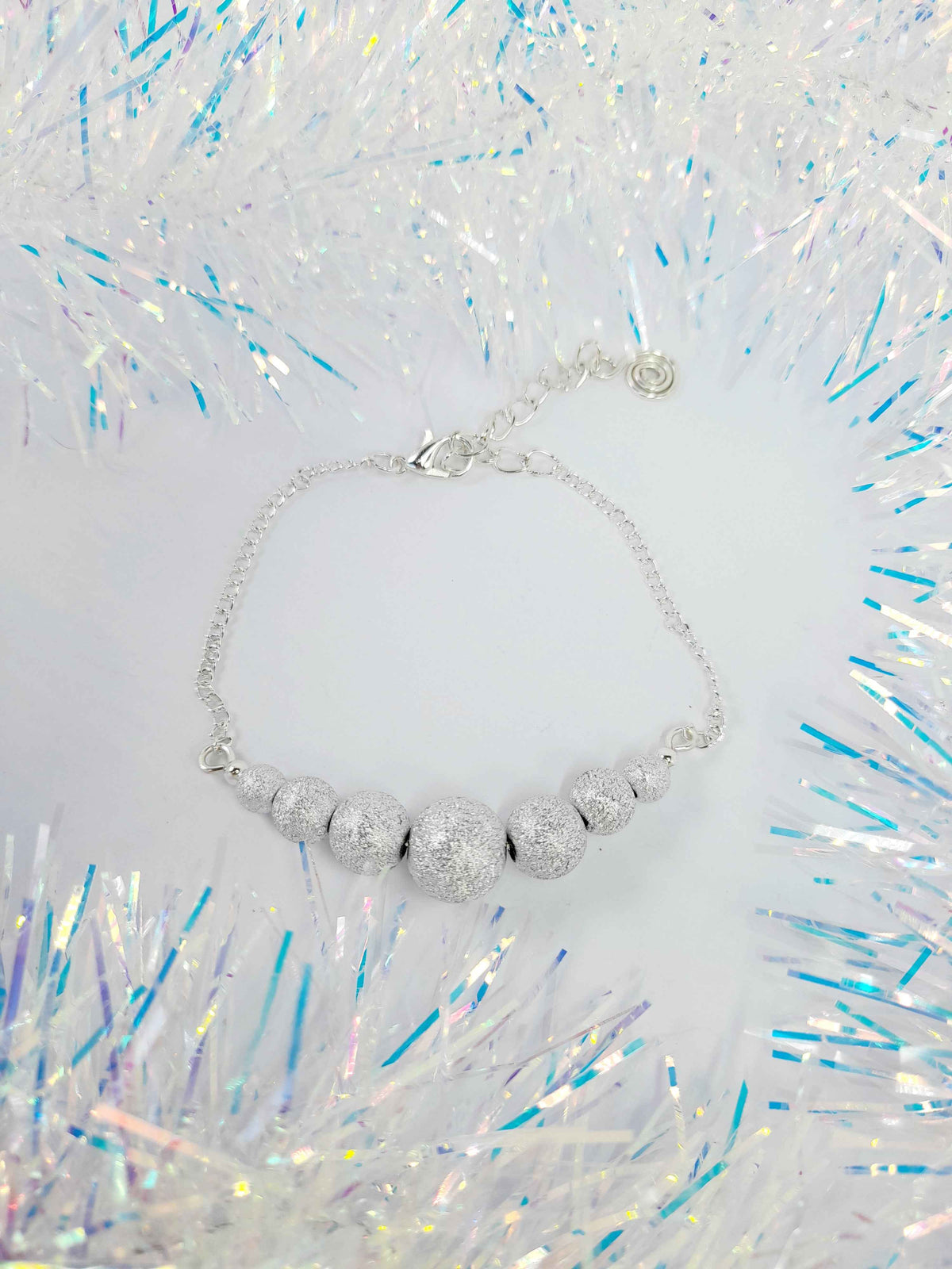 Christmas Silver Sparkly Graduated Bead Bracelet