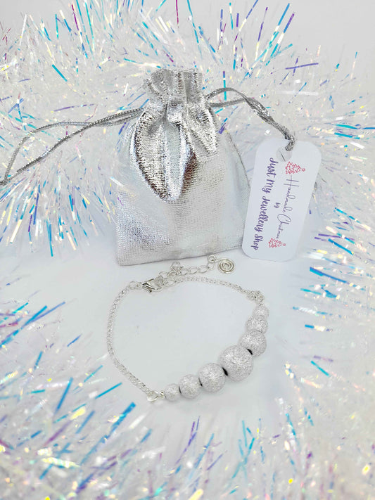 Christmas Silver Sparkly Graduated Bead Bracelet
