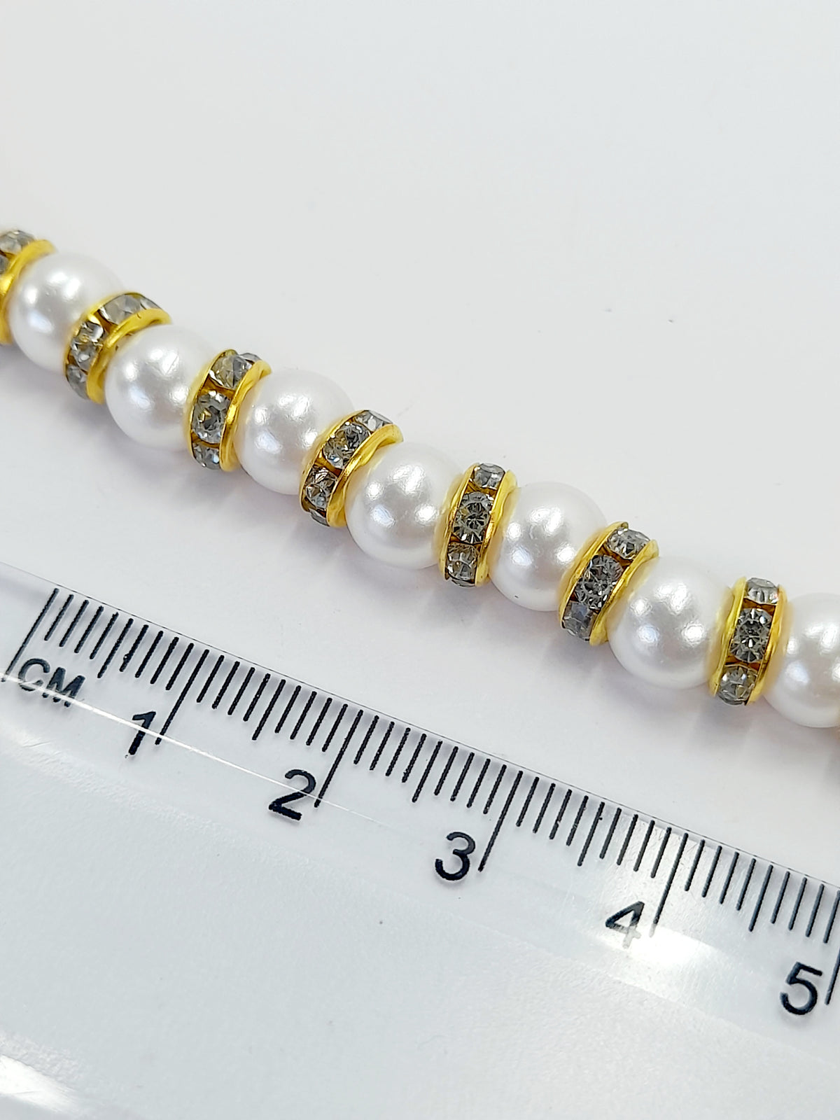 White Pearl and Gold Rhinestone Christmas Necklace - Just My Jewellery Shop