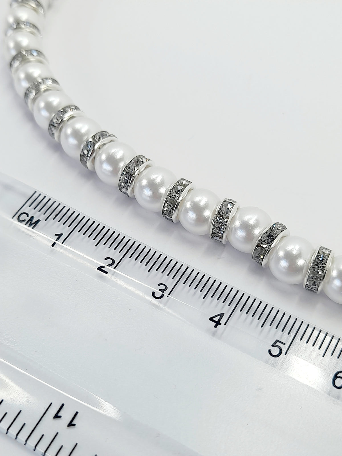 White Pearl and Silver Rhinestone Christmas Necklace - Just My Jewellery Shop
