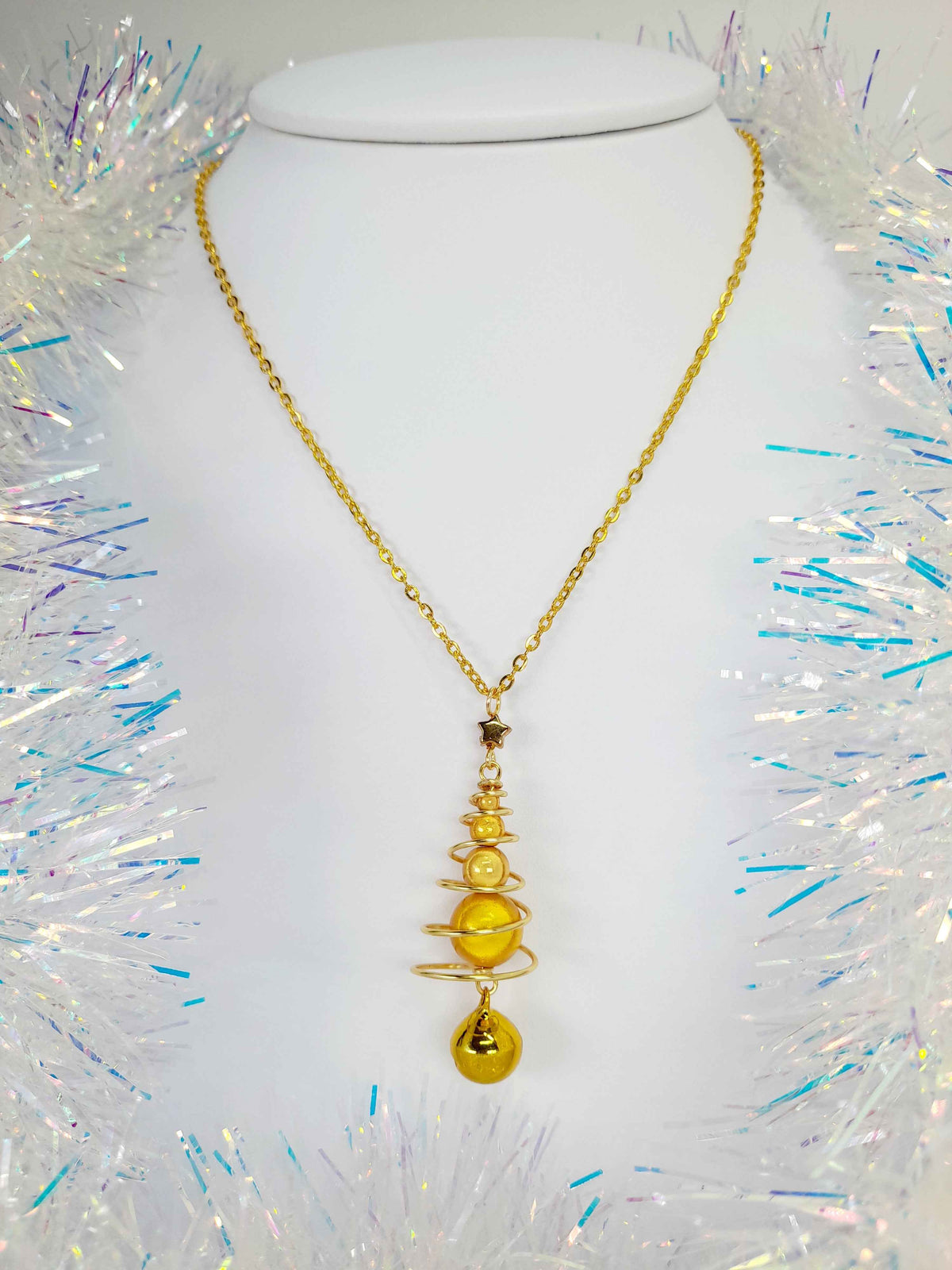 Gold Miracle Bead Christmas Tree Jewellery Set with Gold Jingle Bell